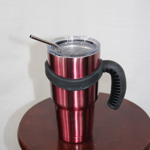 YETI STAINLESS STEEL Purple/Maroon CUP WITH HANDLE AND LID TUMBLER Adventure - Picture 1 of 7